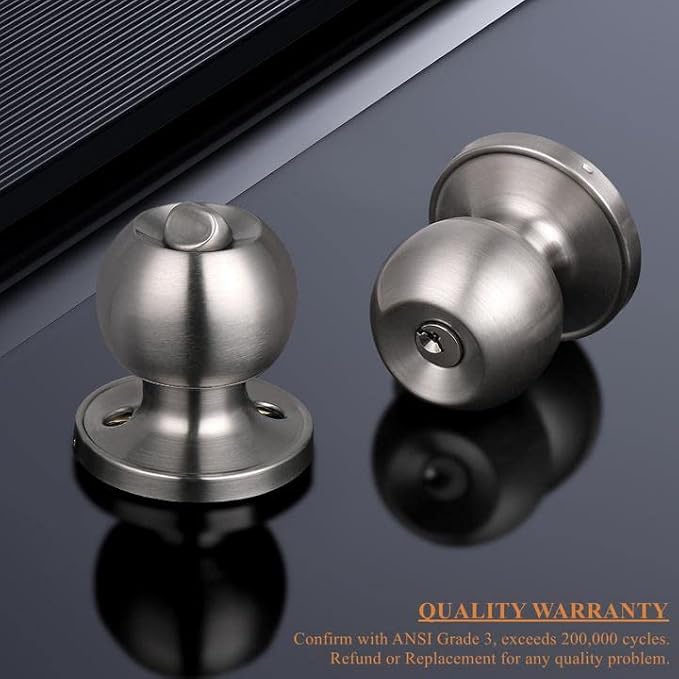 3Pack Entry Door Knob and Double Cylinder Deadbolt Lock Set
