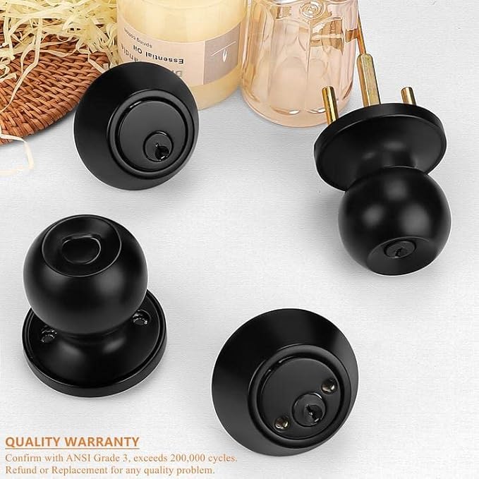 3 Pack Flat Black Double Cylinder Handleset Combo