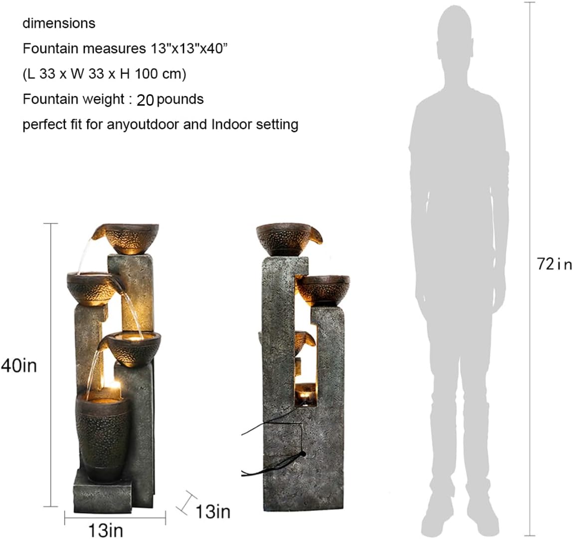 40''H 4-Tier Outdoor Garden Water Fountain
