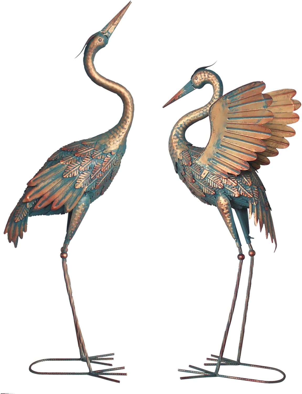 33-37 Inch Metal Crane Garden Statue Décor, Bird Heron Garden Sculpture