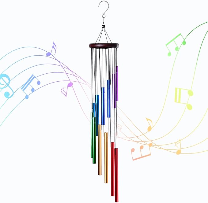 Outdoor Colorful Wind Chimes with 12 Aluminum Tubes