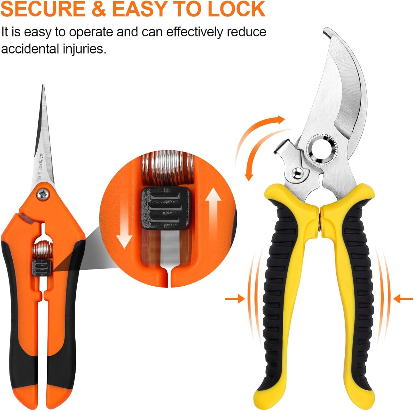 2 Pack Pruning Shears, Gardening Tools Scissors with Soft Grip Handle