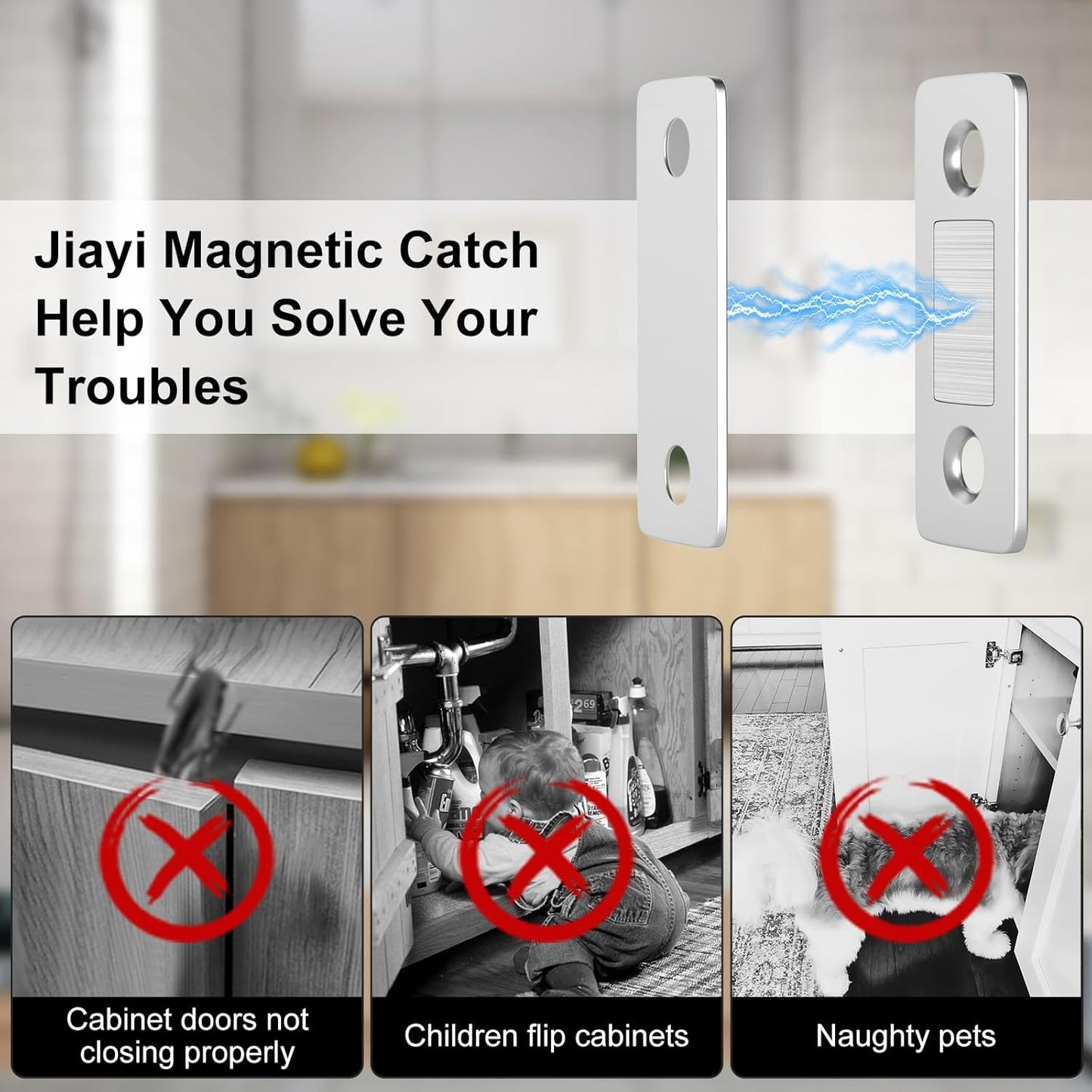 Cabinet Magnetic Catch Ultra Thin Cabinet Door Magnetic (4 Pack)