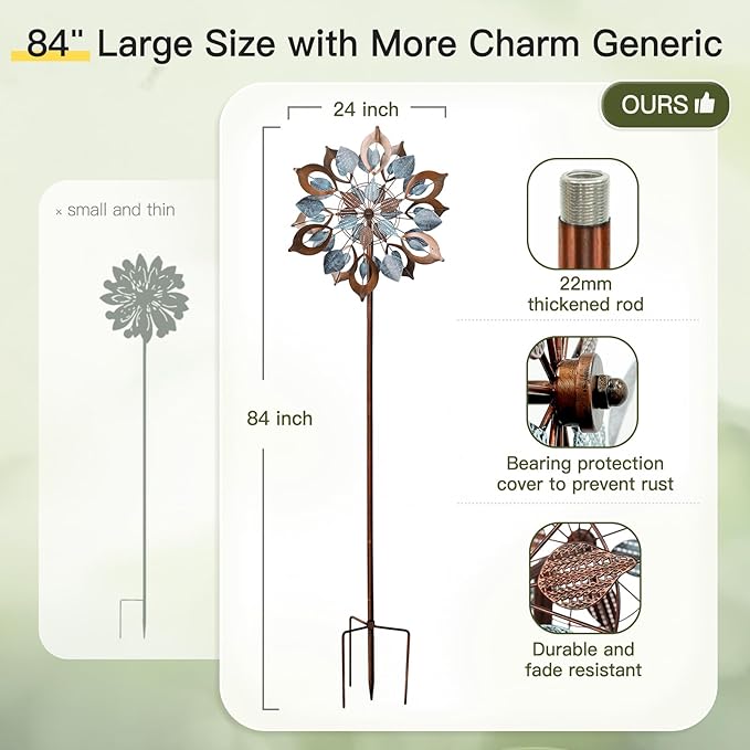 Metal Large Wind Spinner & Sculptures 84 Inch
