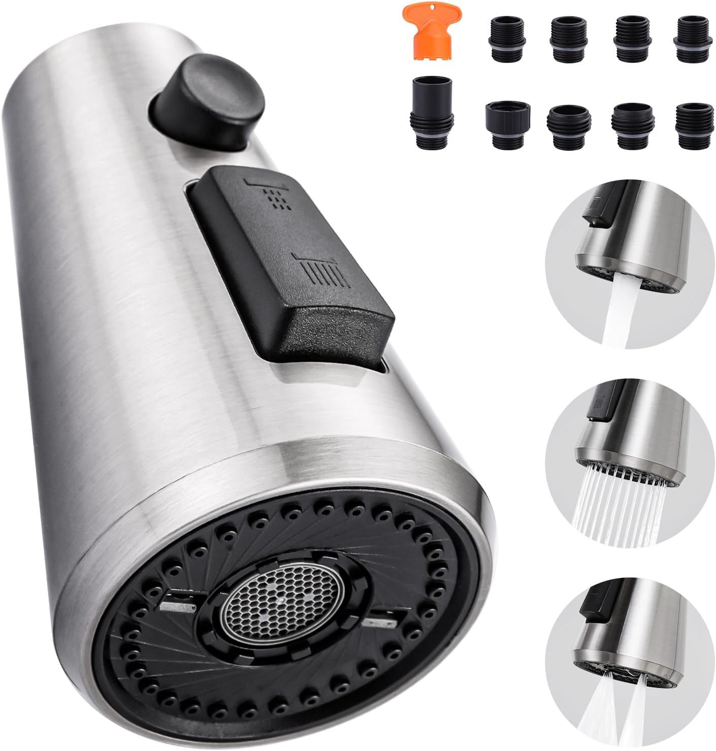 Pull Down Spray Head for Kitchen Faucet with 9 Adapters