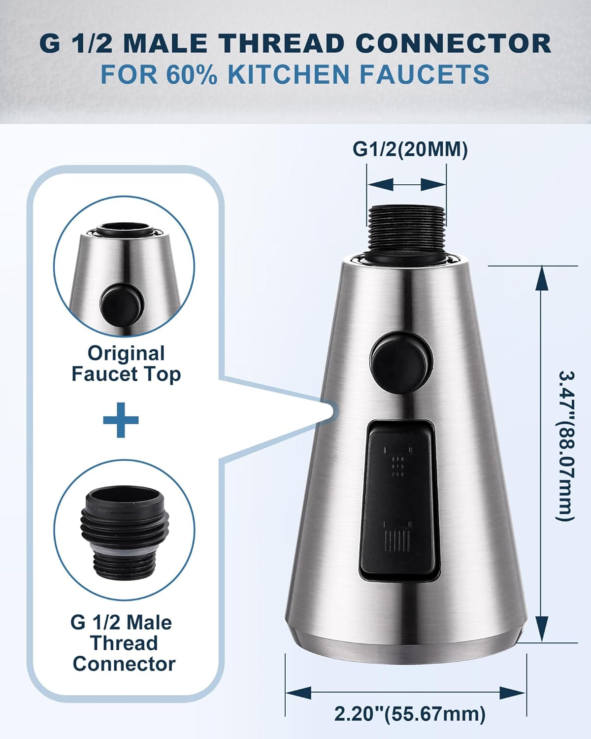 Pull Down Spray Head for Kitchen Faucet with 9 Adapters