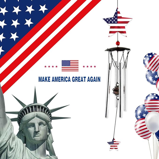 American Flag Veteran Small Wind Chimes 24"