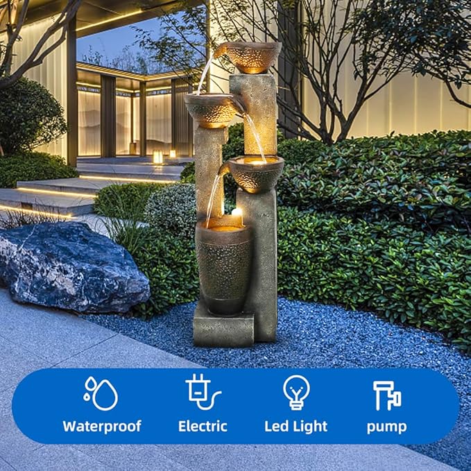 40''H 4-Tier Outdoor Garden Water Fountain
