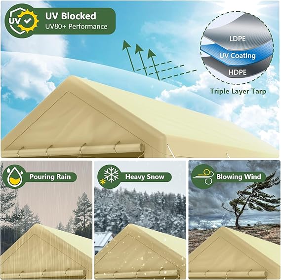 Outdoor Carport 10x20ft Heavy Duty Canopy