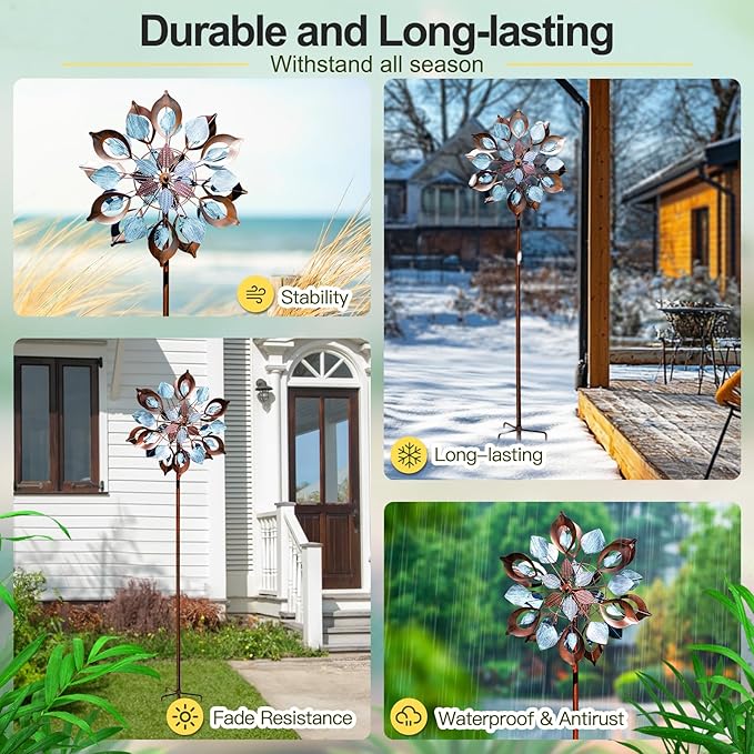 Metal Large Wind Spinner & Sculptures 84 Inch