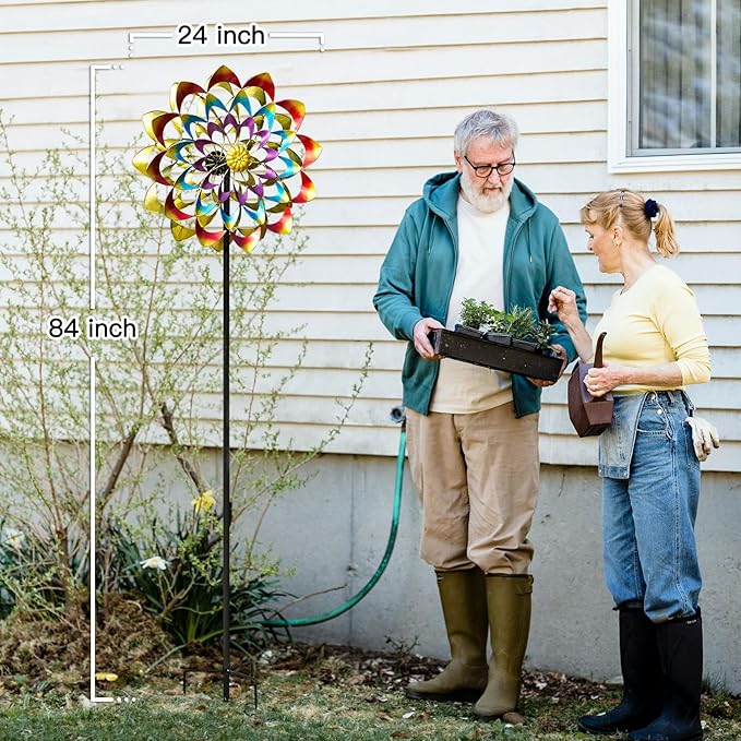Garden Wind Spinners Outdoor Large Metal, 84'' Yard Art