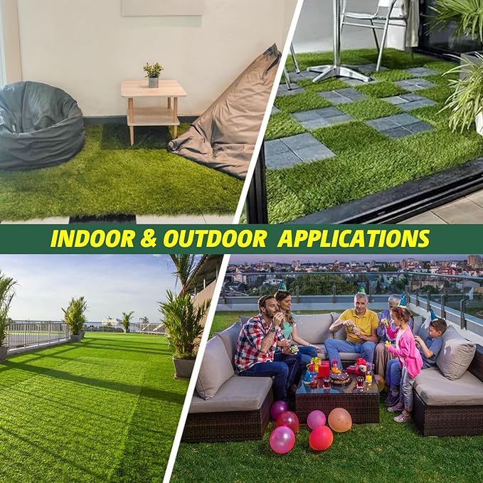 9 Pack 12" × 12" Artificial Grass Tiles