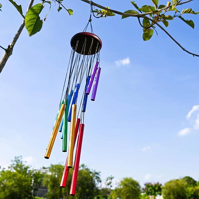 Outdoor Colorful Wind Chimes with 12 Aluminum Tubes