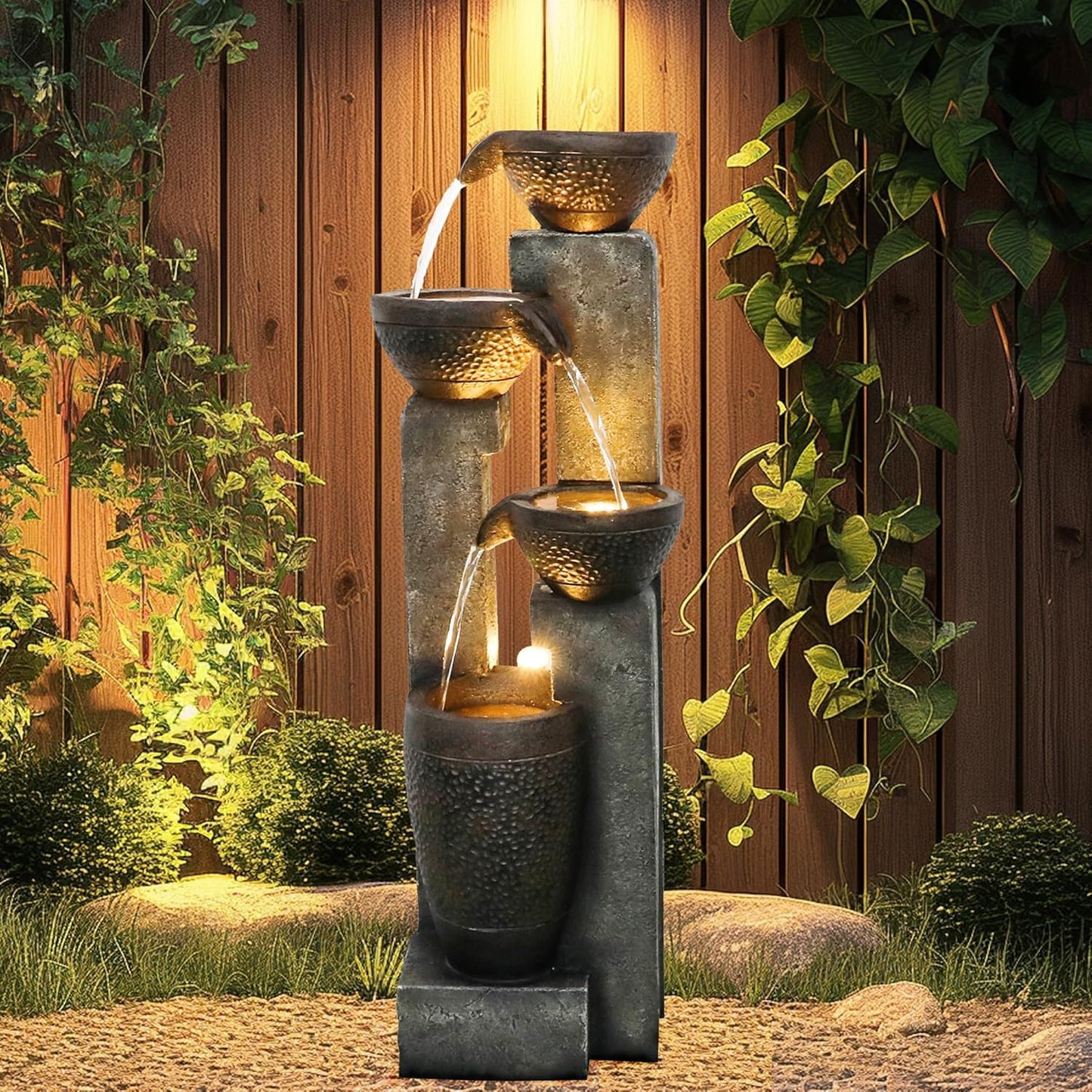 40''H 4-Tier Outdoor Garden Water Fountain