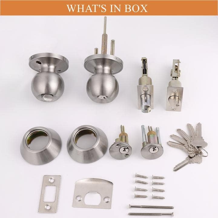 3Pack Entry Door Knob and Double Cylinder Deadbolt Lock Set