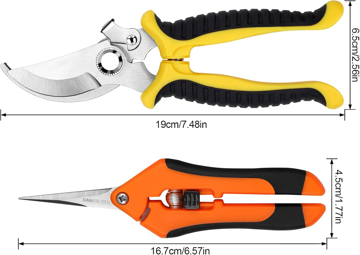 2 Pack Pruning Shears, Gardening Tools Scissors with Soft Grip Handle