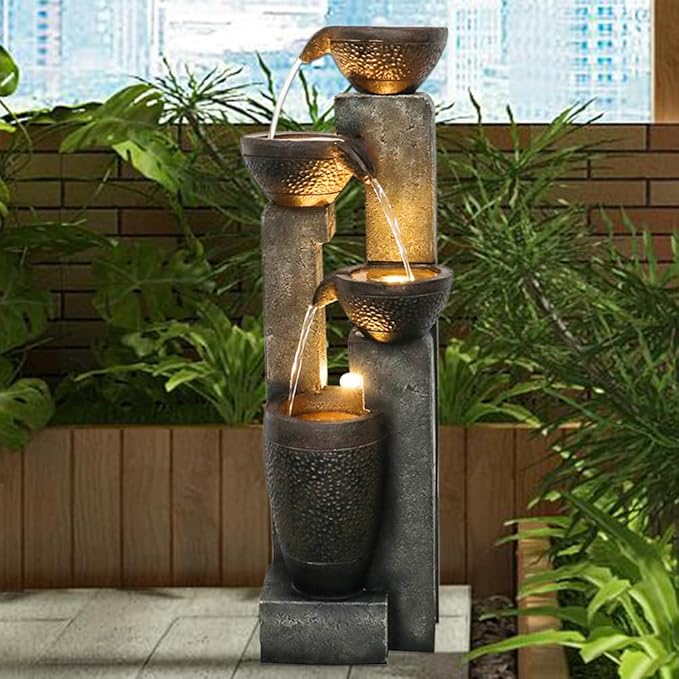 40''H 4-Tier Outdoor Garden Water Fountain