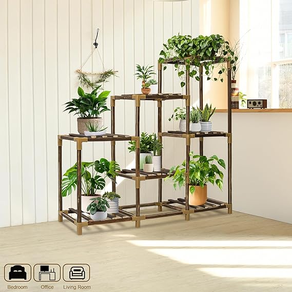 Plant Stand Indoor, 3-Tier Outdoor Wood Plant Stand