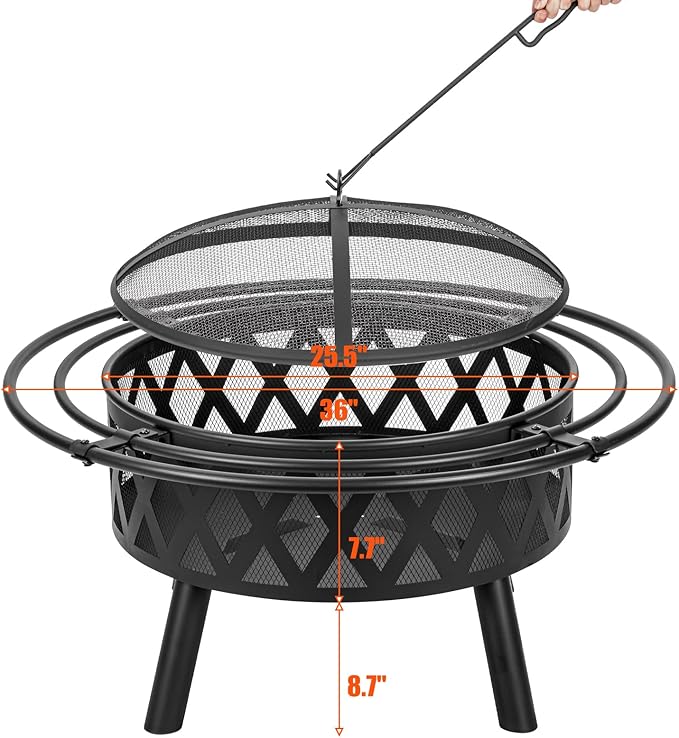 36 Inch Wooden Burning Pit with 2 Rings