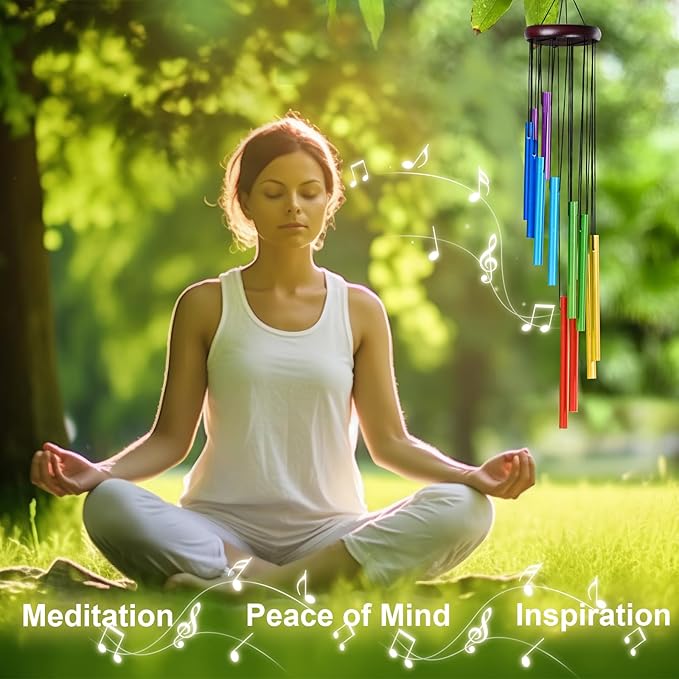 Outdoor Colorful Wind Chimes with 12 Aluminum Tubes