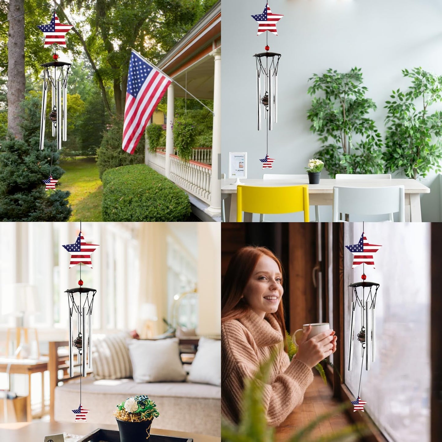 American Flag Veteran Small Wind Chimes 24"