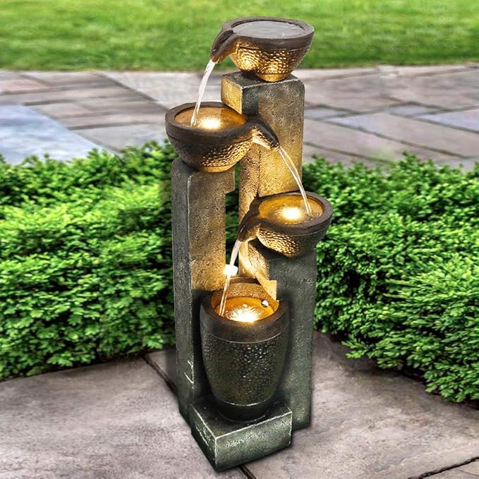 40" 4-Tier Pots Outdoor Garden Water Fountain
