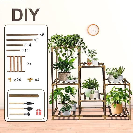 Plant Stand Indoor, 3-Tier Outdoor Wood Plant Stand