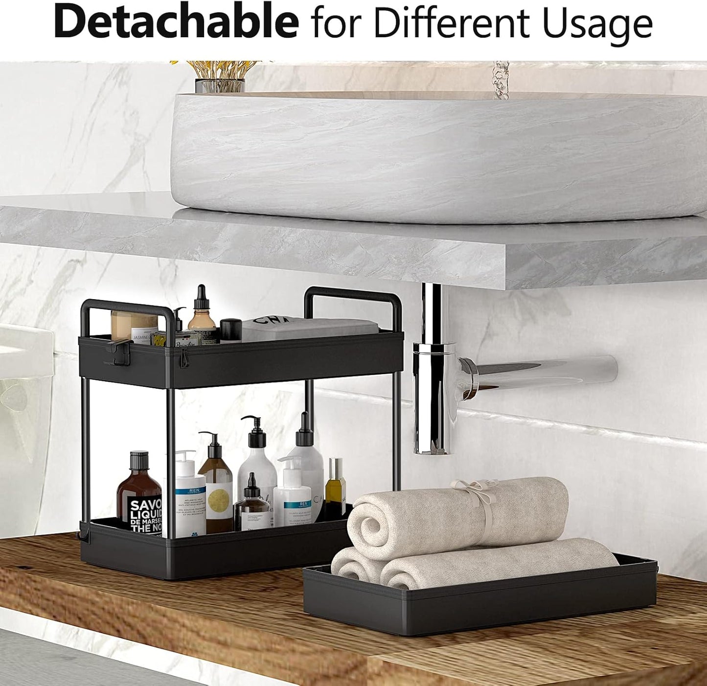3 Tier Rolling Storage Cart with Wheels Slim Utility Cart Organizer