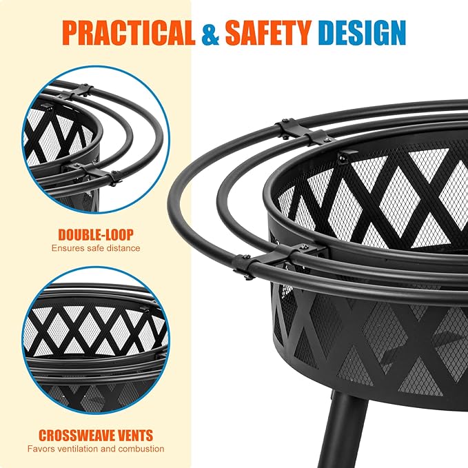 36 Inch Wooden Burning Pit with 2 Rings