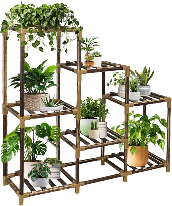 Plant Stand Indoor, 3-Tier Outdoor Wood Plant Stand