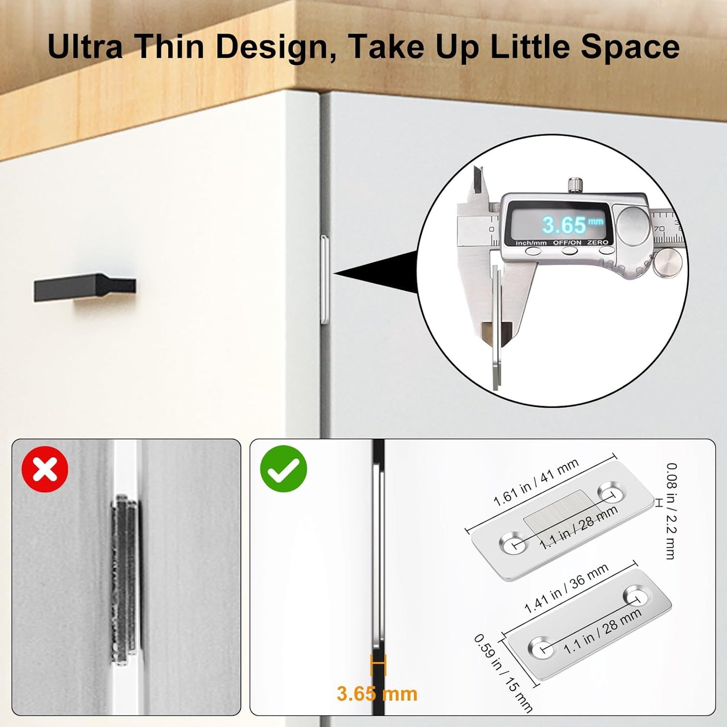 Cabinet Magnetic Catch Ultra Thin Cabinet Door Magnetic (4 Pack)