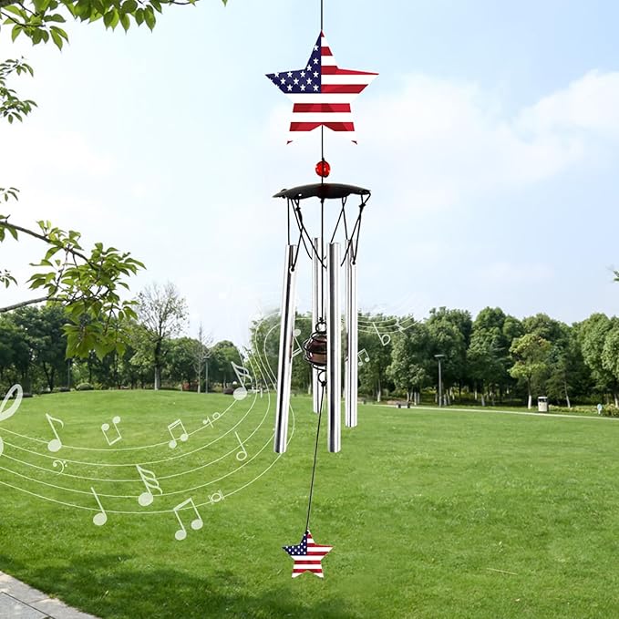 American Flag Veteran Small Wind Chimes 24"