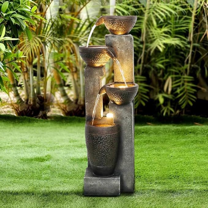 40" 4-Tier Pots Outdoor Garden Water Fountain