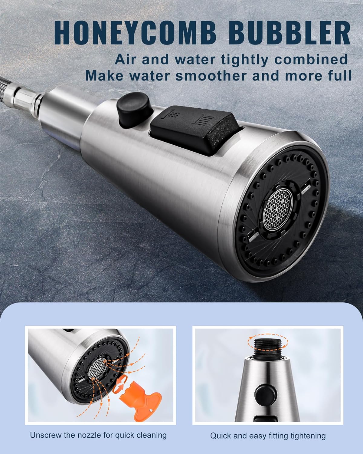 Pull Down Spray Head for Kitchen Faucet with 9 Adapters
