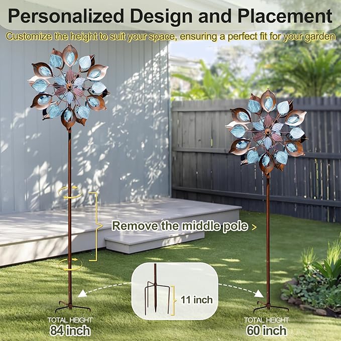 Metal Large Wind Spinner & Sculptures 84 Inch