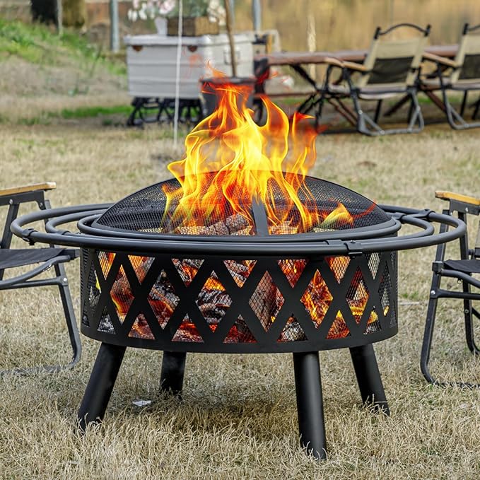 36 Inch Wooden Burning Pit with 2 Rings