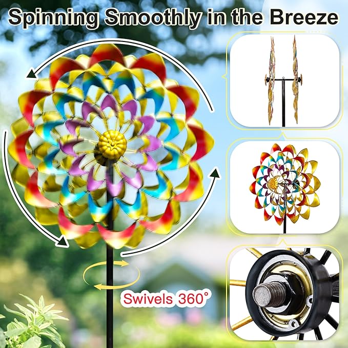 Garden Wind Spinners Outdoor Large Metal, 84'' Yard Art