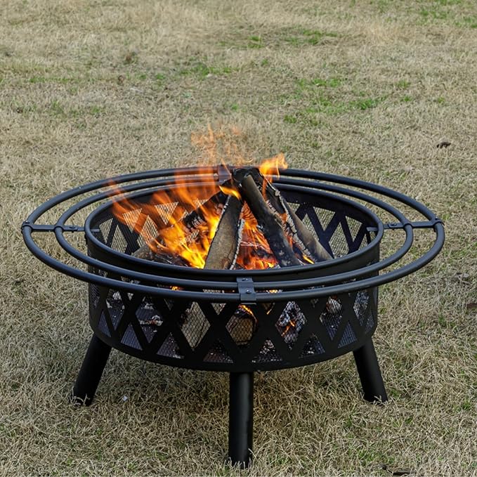 36 Inch Wooden Burning Pit with 2 Rings