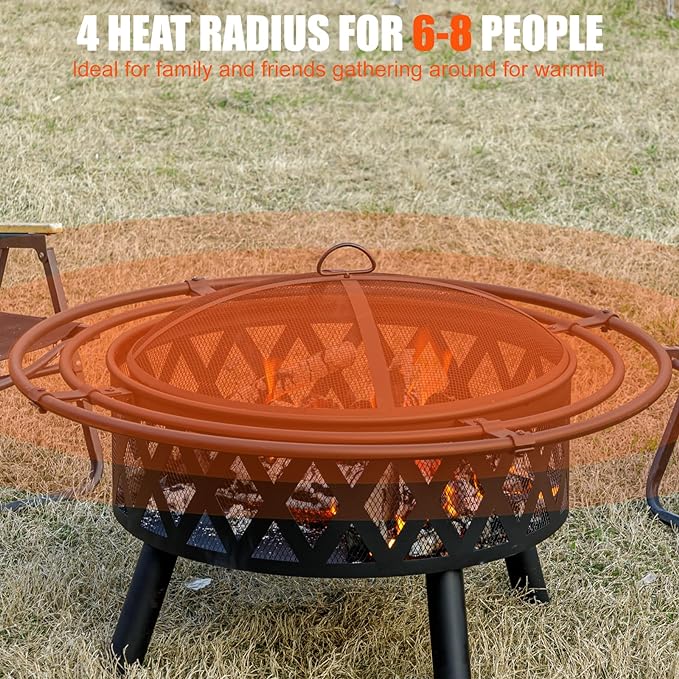 36 Inch Wooden Burning Pit with 2 Rings