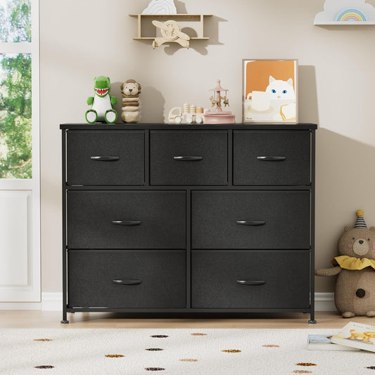 Dresser for Bedroom, 7 Drawer Dresser, Wide Chest of Drawers, Fabric Dresser