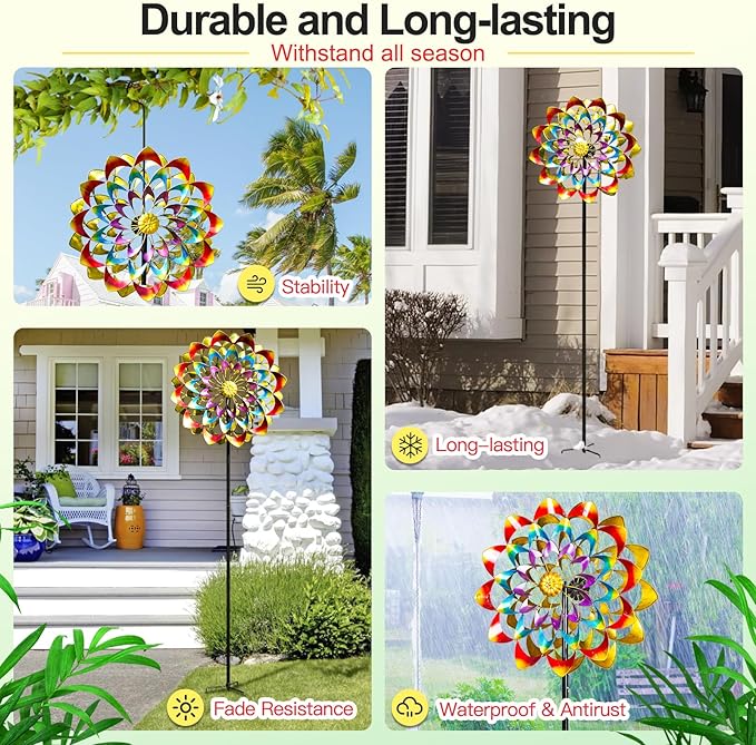Garden Wind Spinners Outdoor Large Metal, 84'' Yard Art
