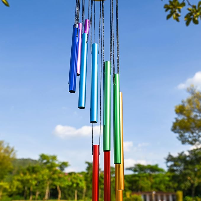 Outdoor Colorful Wind Chimes with 12 Aluminum Tubes